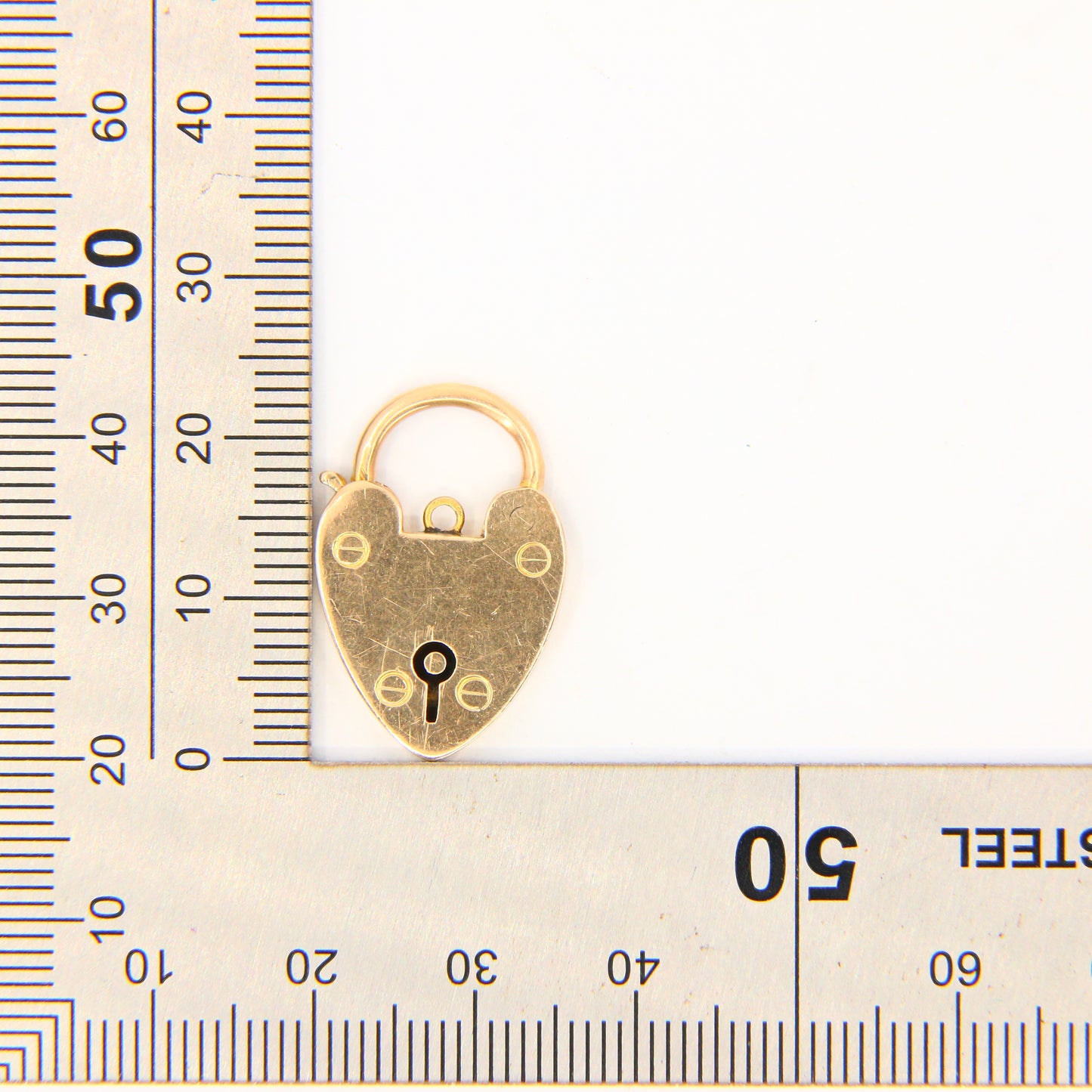 Vintage 9ct Heart Lock Gold Charm Padlock Closer Pendant 9 Carat Yellow Gold