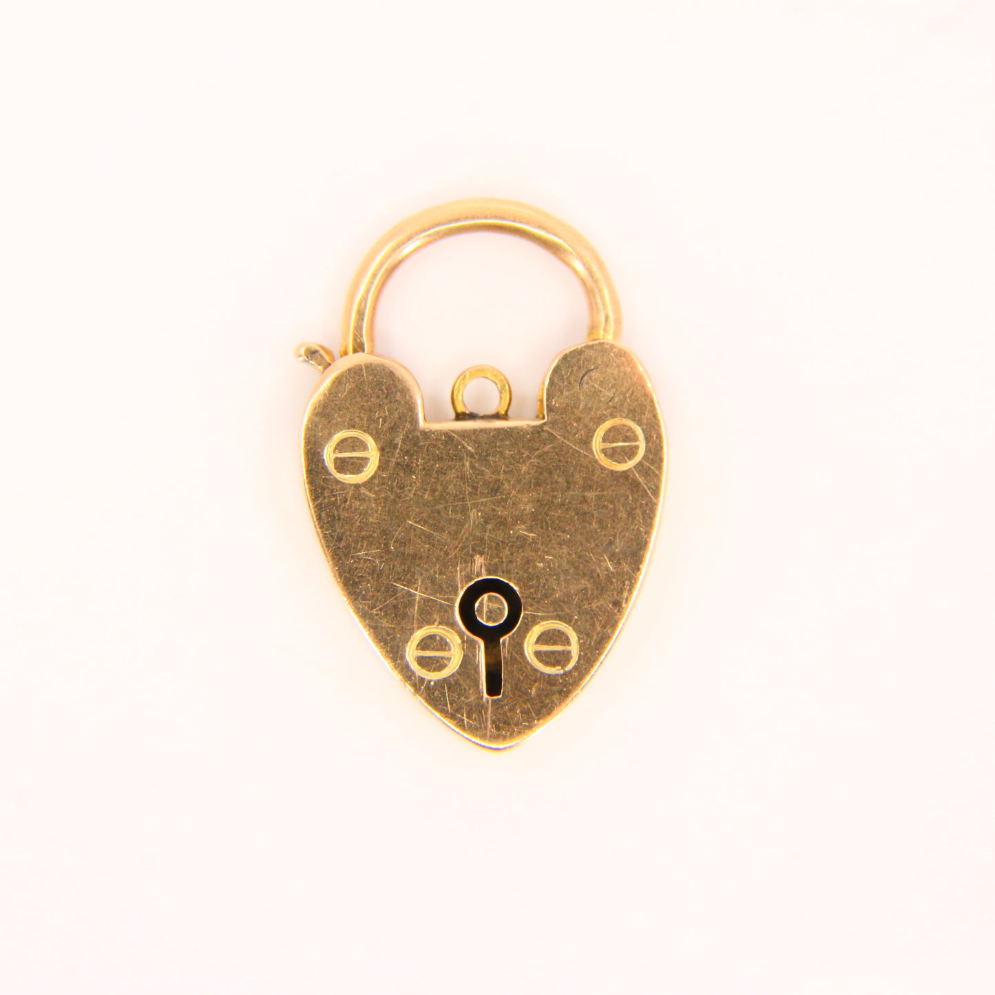 Vintage 9ct Heart Lock Gold Charm Padlock Closer Pendant 9 Carat Yellow Gold