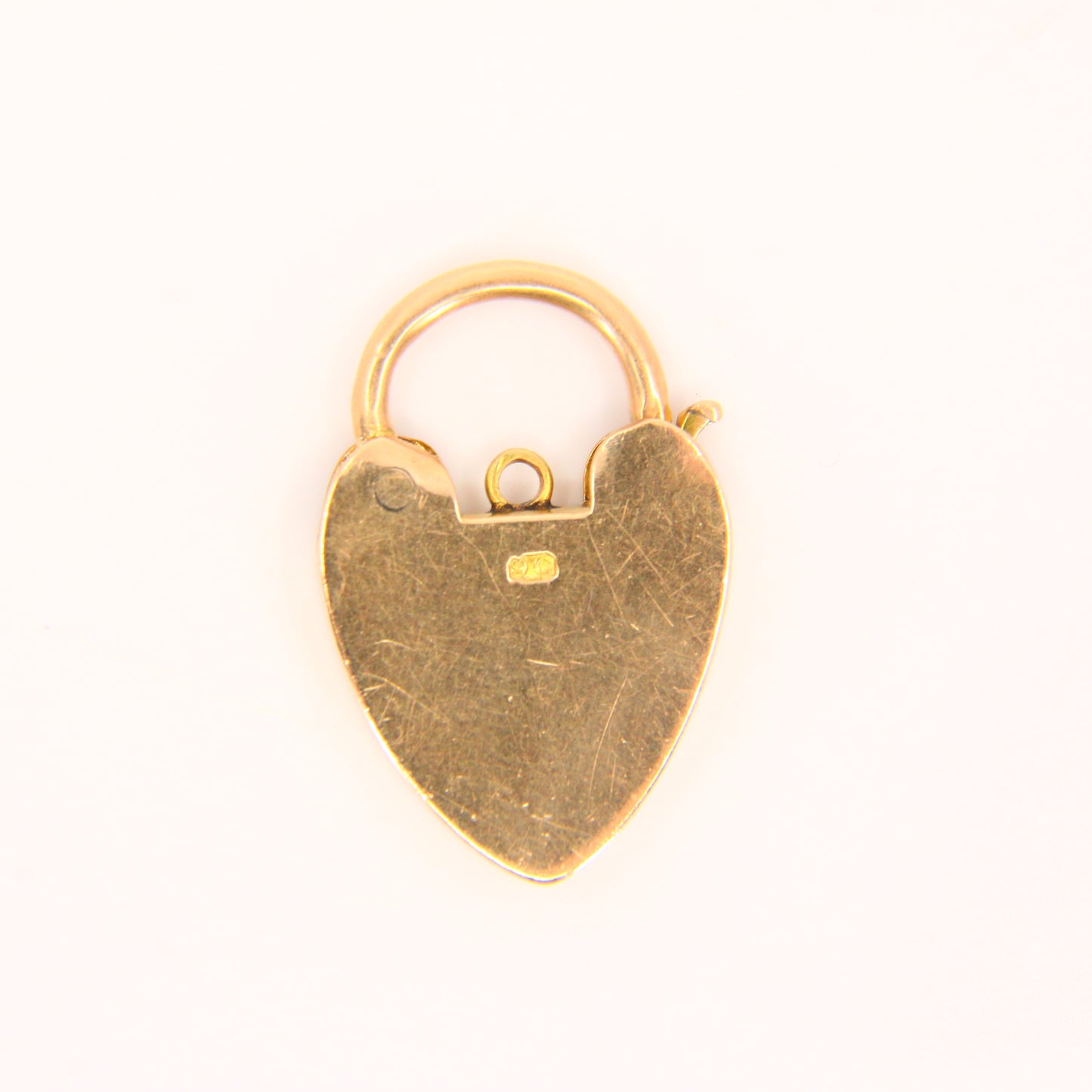 Vintage 9ct Heart Lock Gold Charm Padlock Closer Pendant 9 Carat Yellow Gold