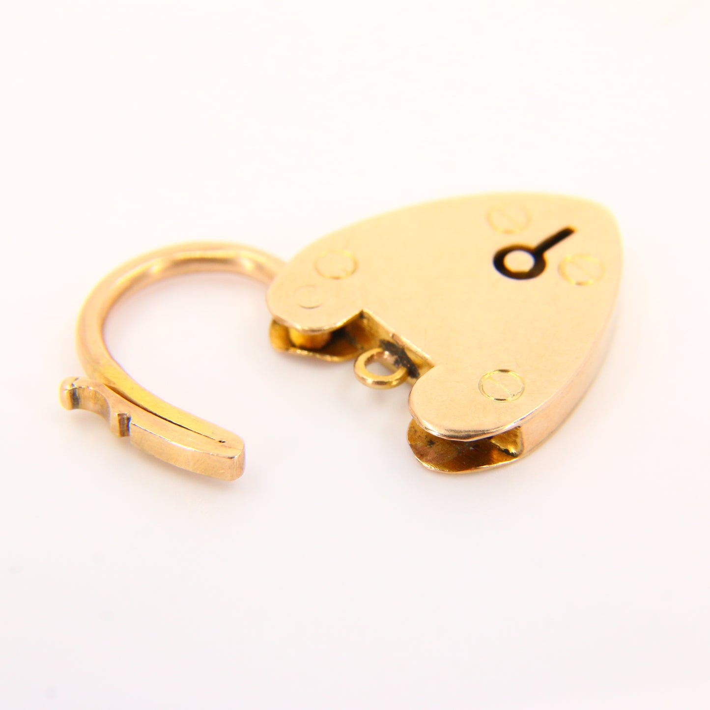 Vintage 9ct Heart Lock Gold Charm Padlock Closer Pendant 9 Carat Yellow Gold