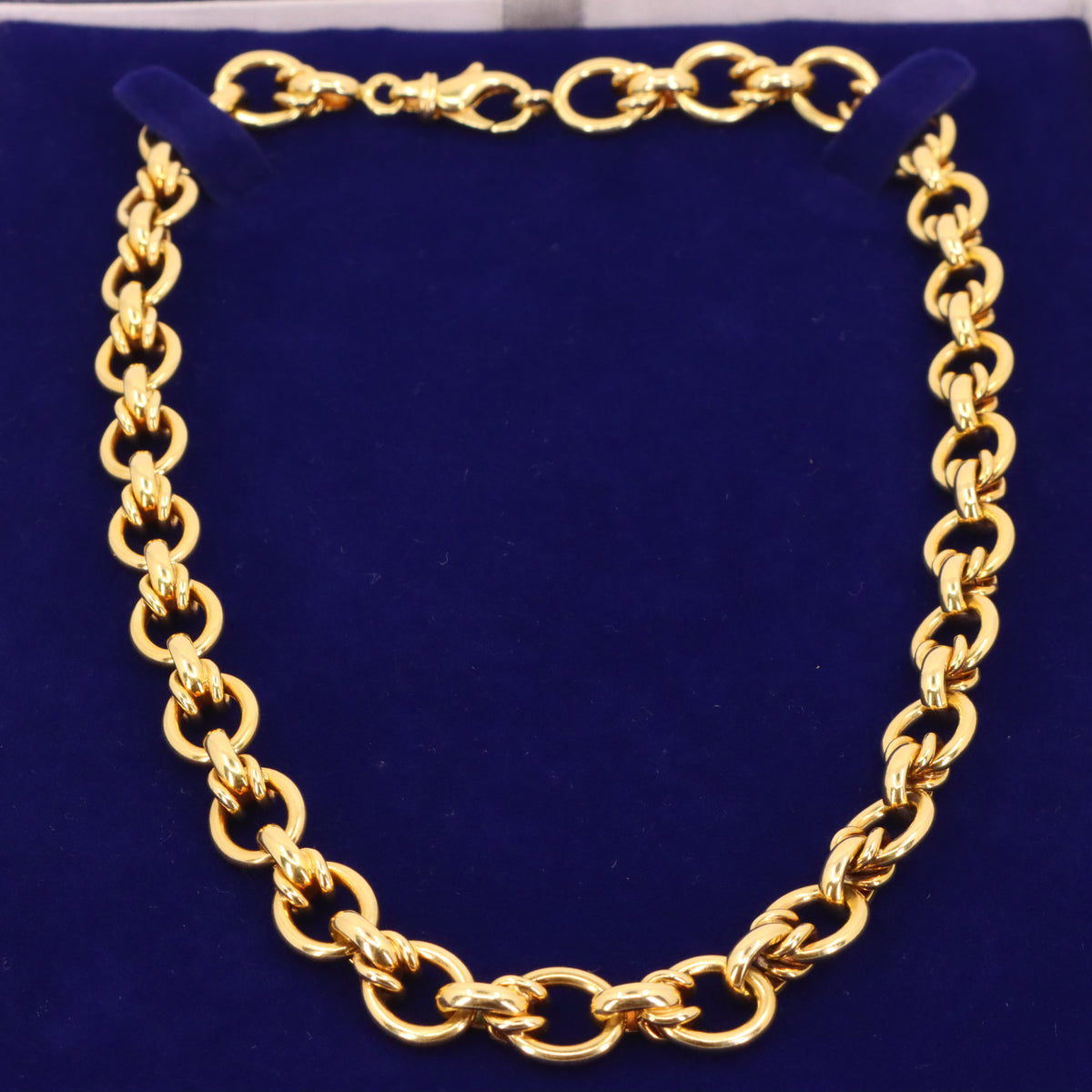 Vintage 18ct Hallmarked Yellow Gold 16 Inch Fancy Link Chain Necklace Boxed Gift