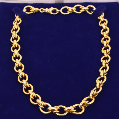 Vintage 18ct Hallmarked Yellow Gold 16 Inch Fancy Link Chain Necklace Boxed Gift