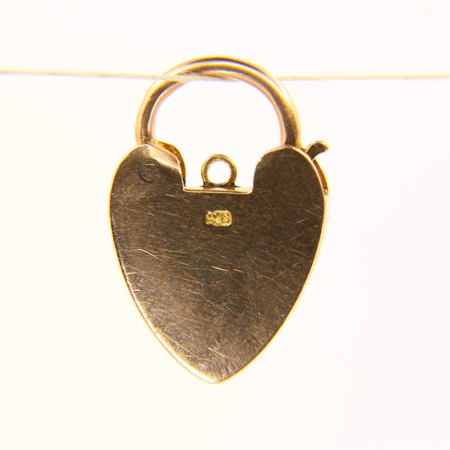 Vintage 9ct Heart Lock Gold Charm Padlock Closer Pendant 9 Carat Yellow Gold