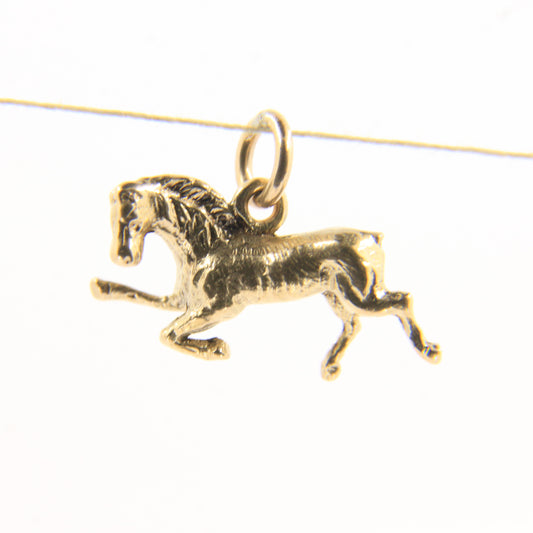 Vintage 9ct Hallmarked Gold Galloping Horse Charm Animal Pendant Equestrian Gift