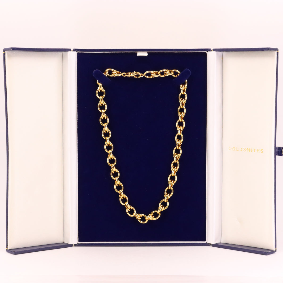 Vintage 18ct Hallmarked Yellow Gold 16 Inch Fancy Link Chain Necklace Boxed Gift