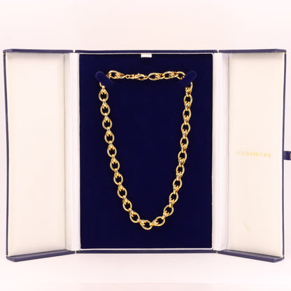 Vintage 18ct Hallmarked Yellow Gold 16 Inch Fancy Link Chain Necklace Boxed Gift