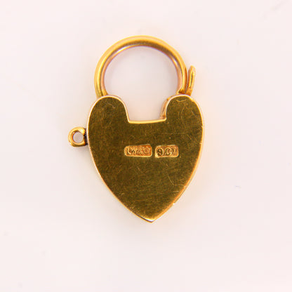 Vintage 9ct Heart Lock Gold Charm Padlock Closer Pendant Yellow Gold Gifts Crafts