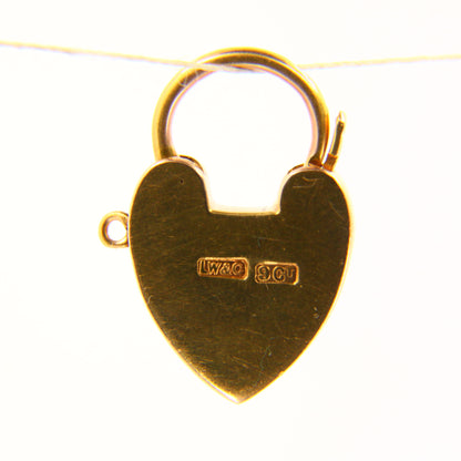 Vintage 9ct Heart Lock Gold Charm Padlock Closer Pendant Yellow Gold Gifts Crafts