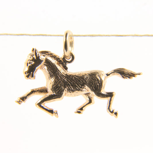 Vintage 9ct Hallmarked Gold Galloping Horse Charm Animal Pendant Equestrian Gift