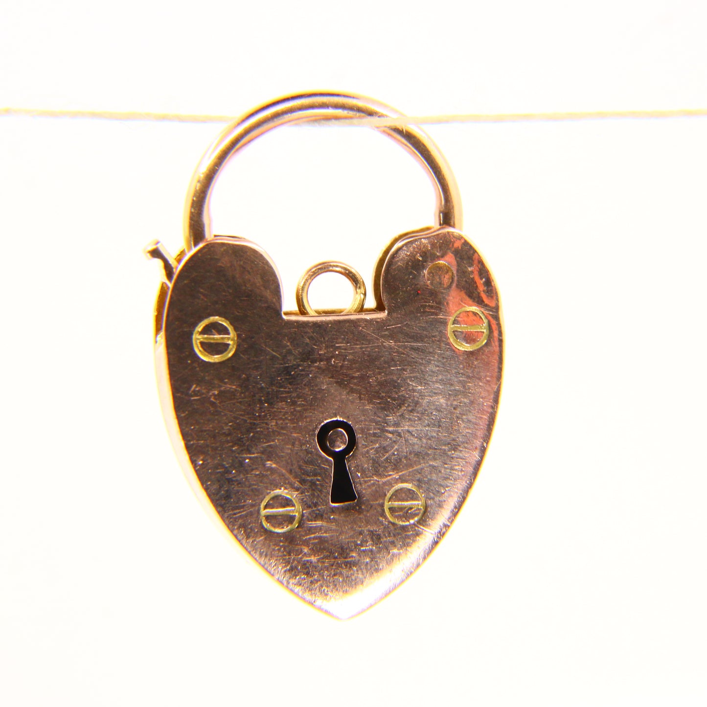 Vintage 9ct Heart Lock Gold Charm Padlock Closer Pendant Yellow Gold Gifts Crafts