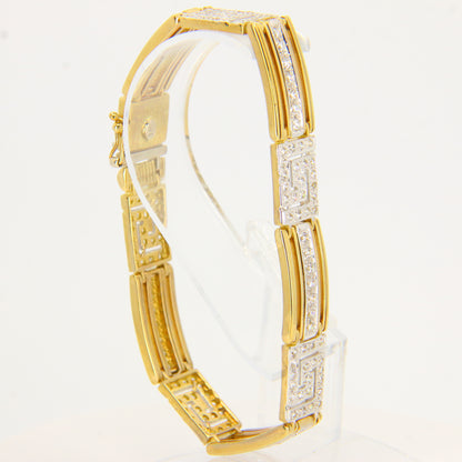 Vintage 9 Carat Cubic Zircona Gold Tennis Greek Key Bracelet