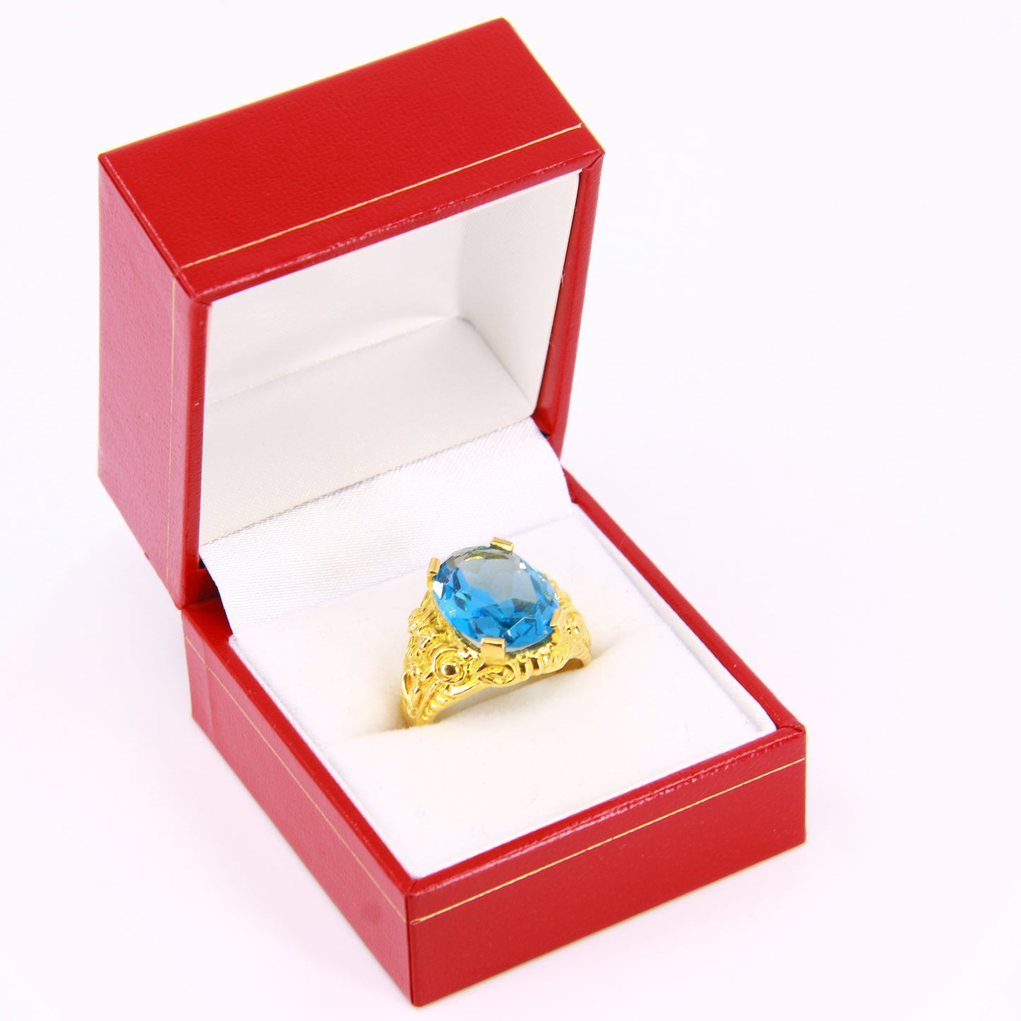 Vintage 18 Karat Gold Aquamarin-Kleiderring in Box