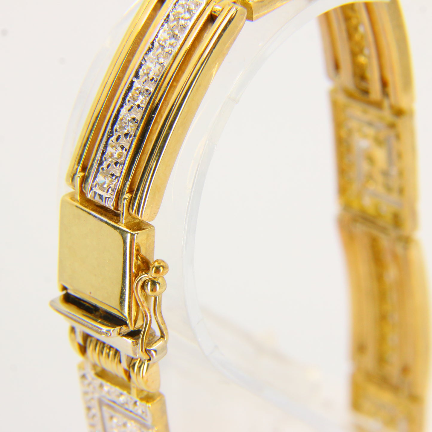 Vintage 9 Carat Cubic Zircona Gold Tennis Greek Key Bracelet