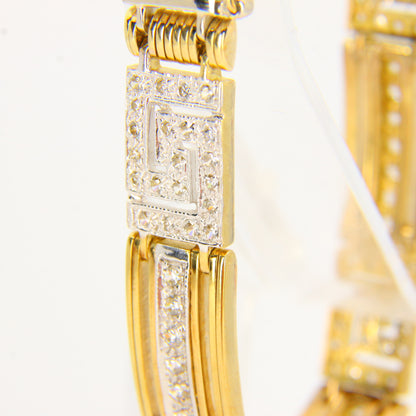 Vintage 9 Carat Cubic Zircona Gold Tennis Greek Key Bracelet