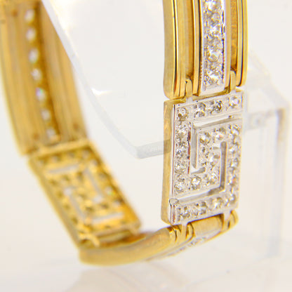 Vintage 9 Carat Cubic Zircona Gold Tennis Greek Key Bracelet