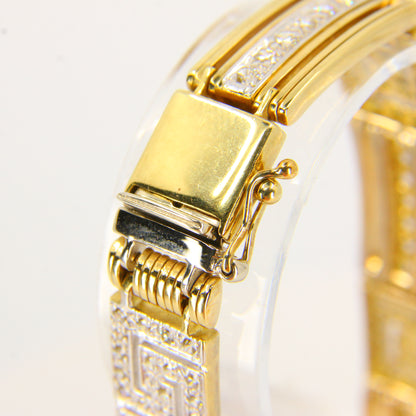 Vintage 9 Carat Cubic Zircona Gold Tennis Greek Key Bracelet