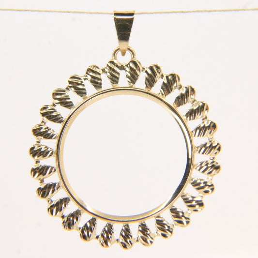 Vintage 9ct Hallmarked Yellow Gold Full Sovereign Holder Pendant Coin Display