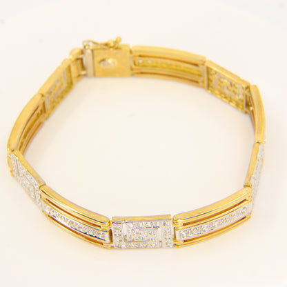 Vintage 9 Carat Cubic Zircona Gold Tennis Greek Key Bracelet