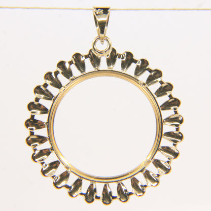 Vintage 9ct Hallmarked Yellow Gold Full Sovereign Holder Pendant Coin Display