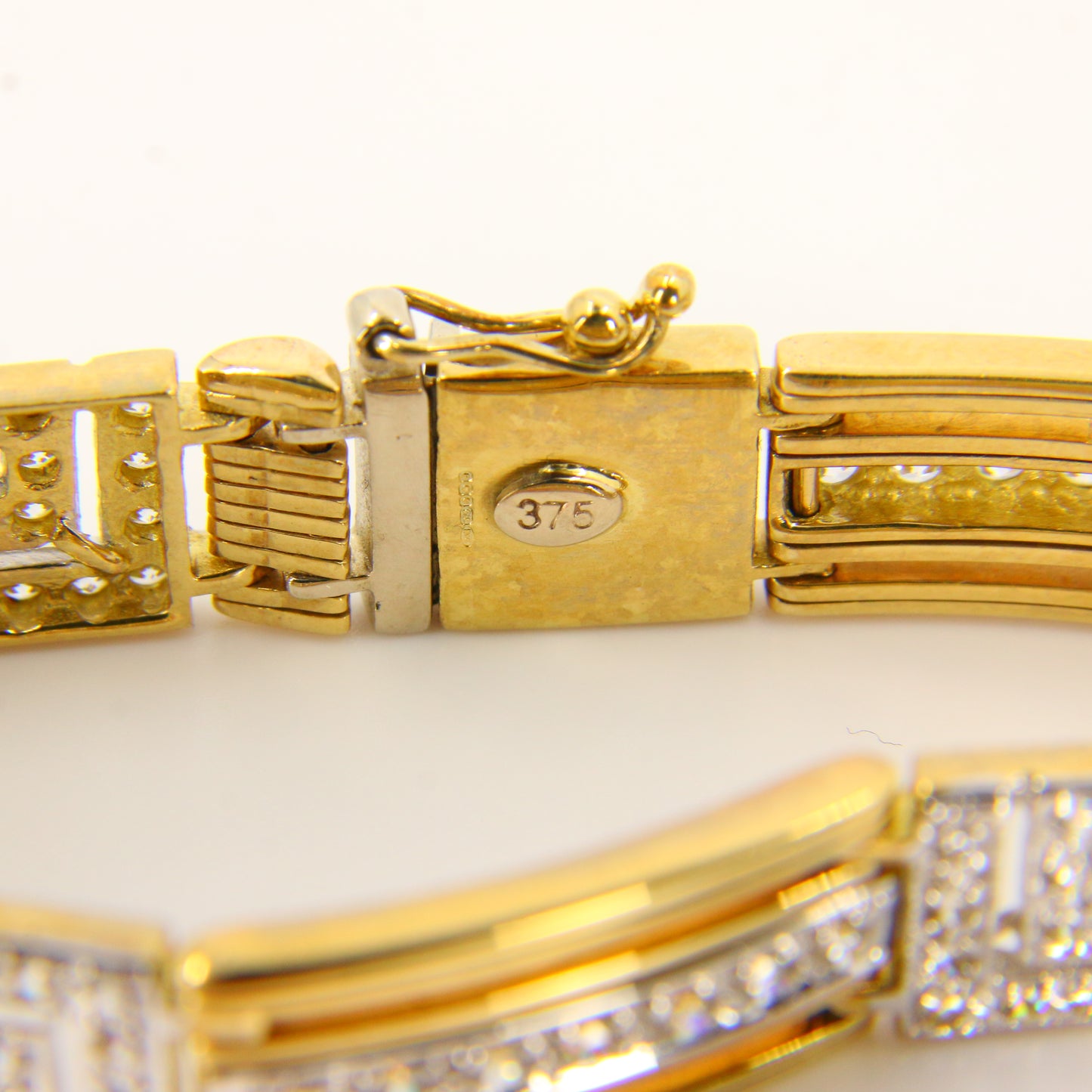 Vintage 9 Carat Cubic Zircona Gold Tennis Greek Key Bracelet