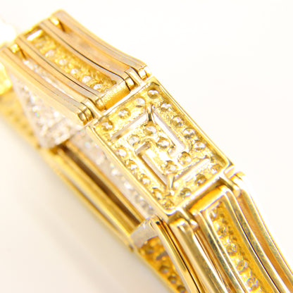 Vintage 9 Carat Cubic Zircona Gold Tennis Greek Key Bracelet