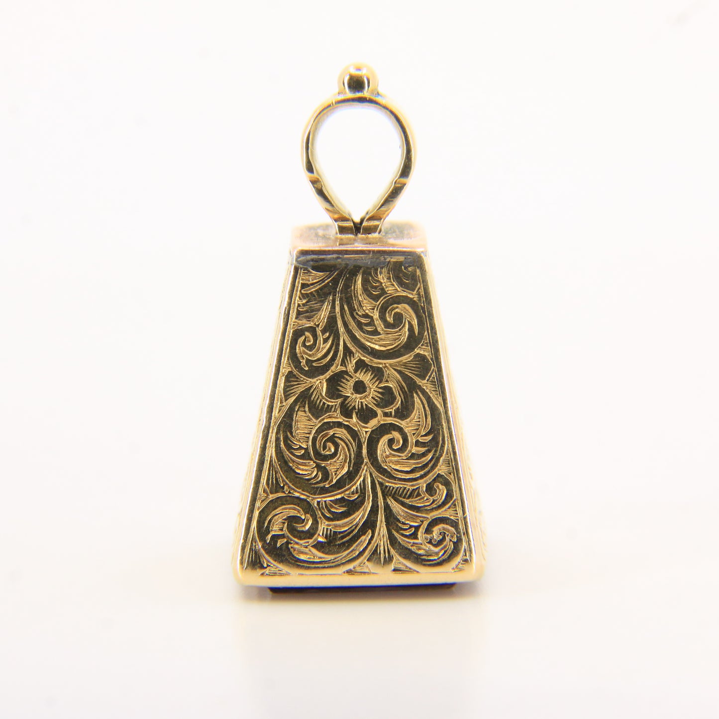 Antique 15ct Yellow Gold Drop Fob Seal Pendant British Intaglio Crest Engraved