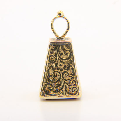 Antique 15ct Yellow Gold Drop Fob Seal Pendant British Intaglio Crest Engraved