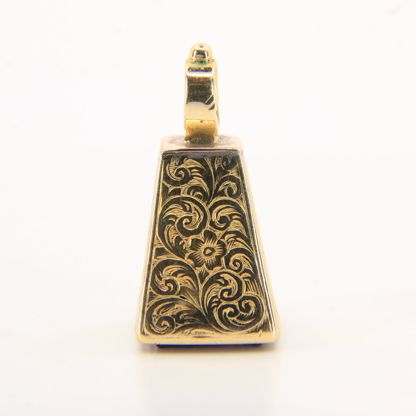 Antique 15ct Yellow Gold Drop Fob Seal Pendant British Intaglio Crest Engraved
