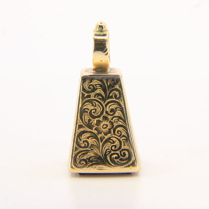 Antique 15ct Yellow Gold Drop Fob Seal Pendant British Intaglio Crest Engraved