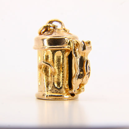 Vintage 9ct Hallmarked Cat Charm | Solid Gold Opening Pendant with Fish