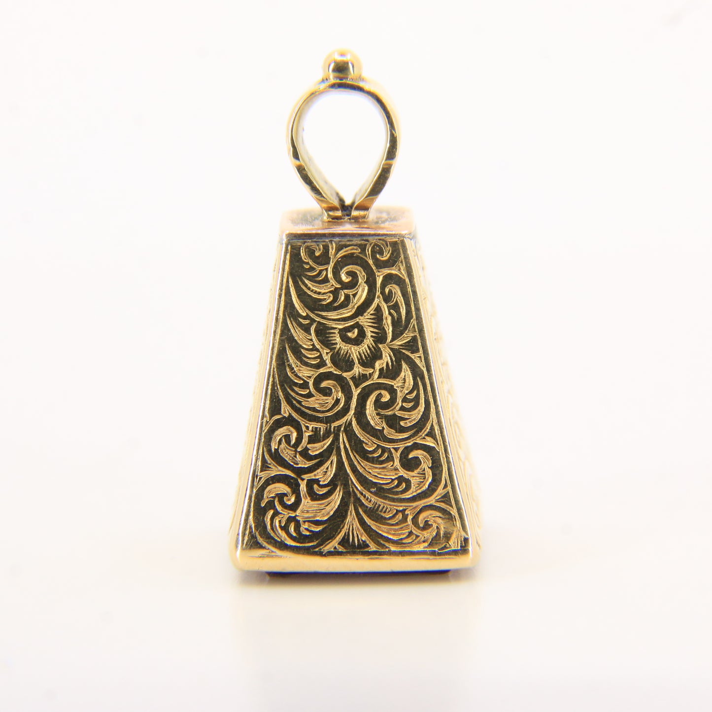 Antique 15ct Yellow Gold Drop Fob Seal Pendant British Intaglio Crest Engraved