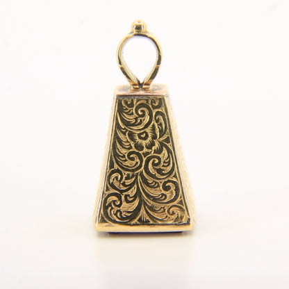 Antique 15ct Yellow Gold Drop Fob Seal Pendant British Intaglio Crest Engraved