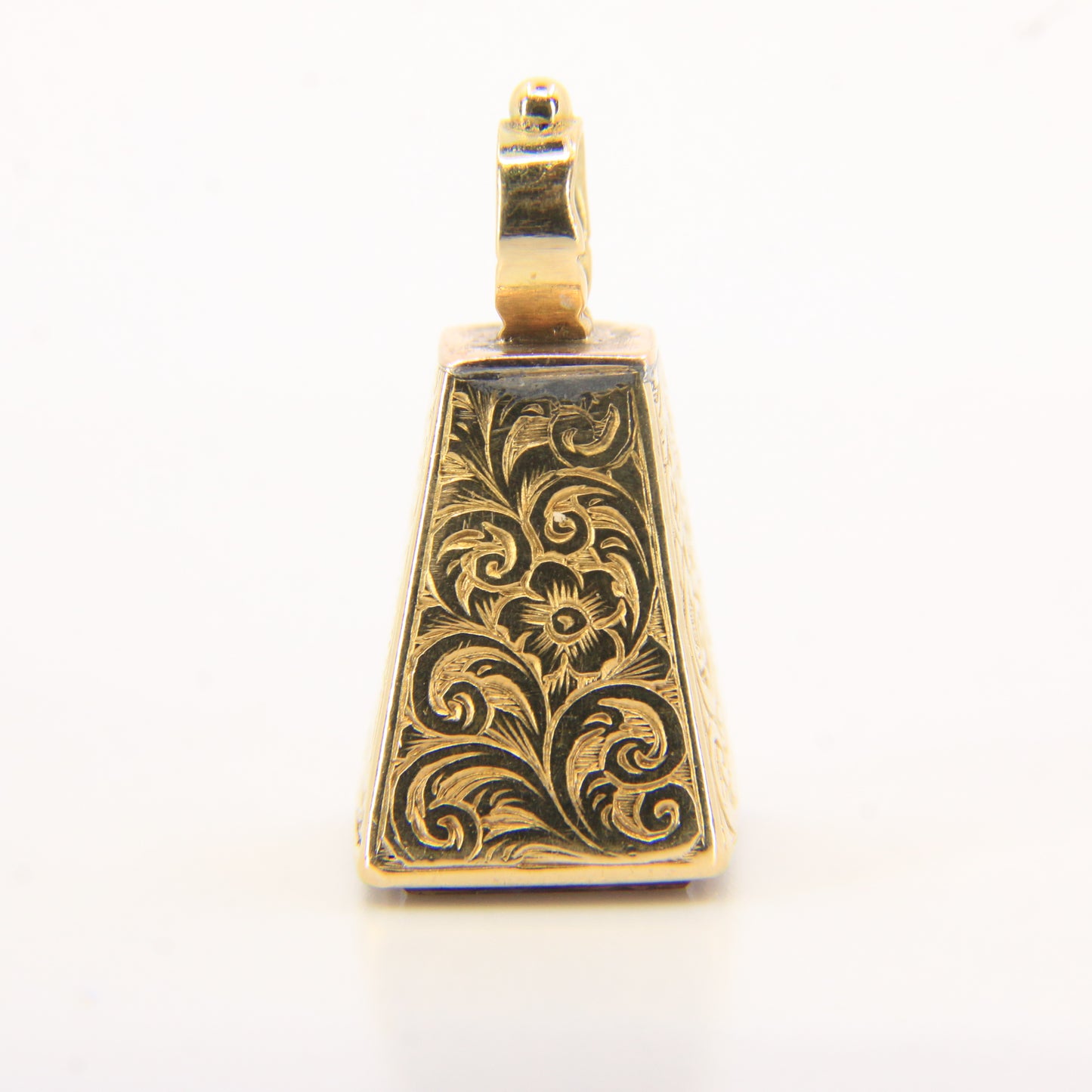 Antique 15ct Yellow Gold Drop Fob Seal Pendant British Intaglio Crest Engraved