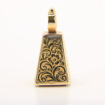 Antique 15ct Yellow Gold Drop Fob Seal Pendant British Intaglio Crest Engraved