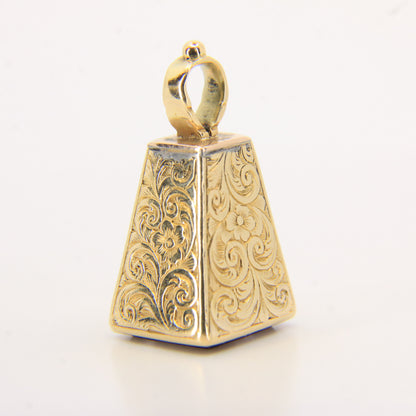 Antique 15ct Yellow Gold Drop Fob Seal Pendant British Intaglio Crest Engraved