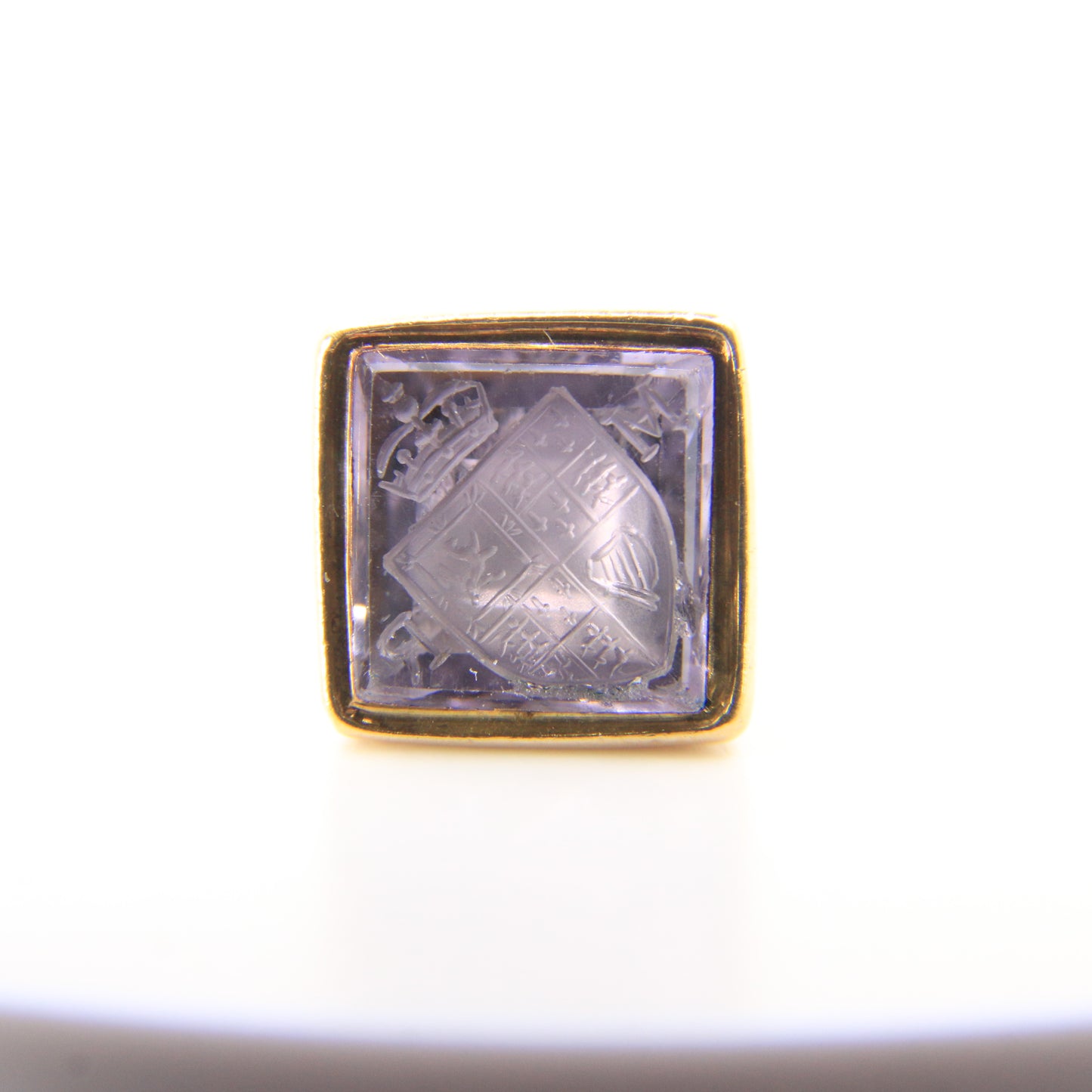 Antique 15ct Yellow Gold Drop Fob Seal Pendant British Intaglio Crest Engraved