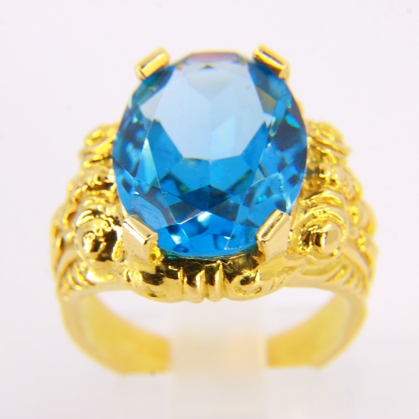 Vintage 18 Karat Gold Aquamarin-Kleiderring in Box