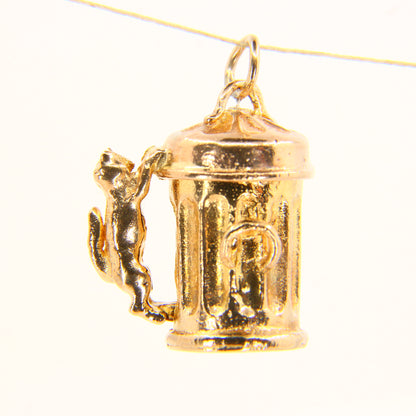 Vintage 9ct Hallmarked Cat Charm | Solid Gold Opening Pendant with Fish