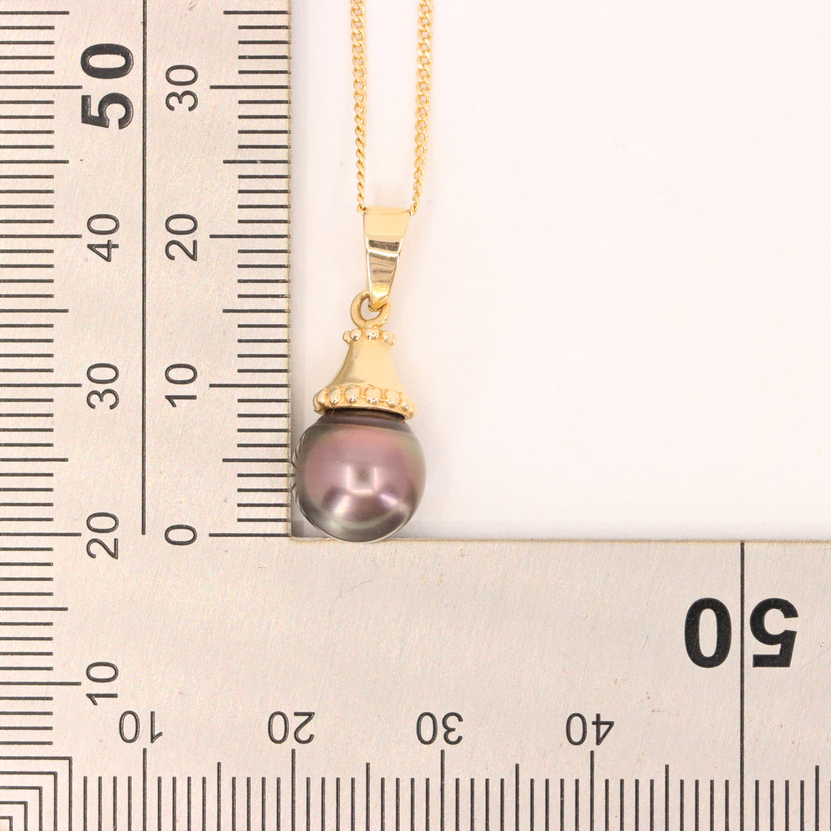 Vintage 14ct Yellow Gold Black Pearl 19 Inch Pendant Chain Necklace Boxed Gift