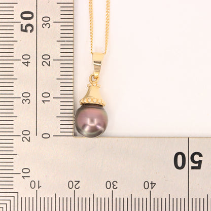 Vintage 14ct Yellow Gold Black Pearl 19 Inch Pendant Chain Necklace Boxed Gift