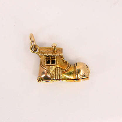 Vintage 9ct Hallmarked Gold George Jensen Shoe House Enamel Charm Pendant