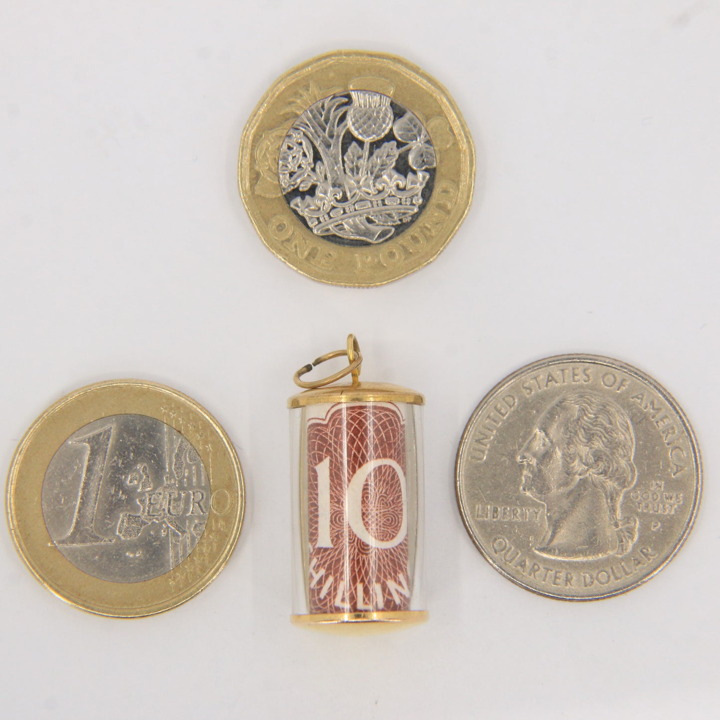 Vintage 9ct Hallmarked Gold 10 Shilling Note Money Charm Pendant Luck Gift