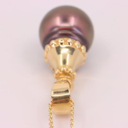 Vintage 14ct Yellow Gold Black Pearl 19 Inch Pendant Chain Necklace Boxed Gift