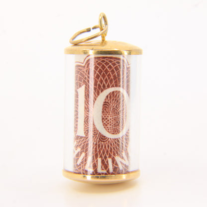 Vintage 9ct Hallmarked Gold 10 Shilling Note Money Charm Pendant Luck Gift