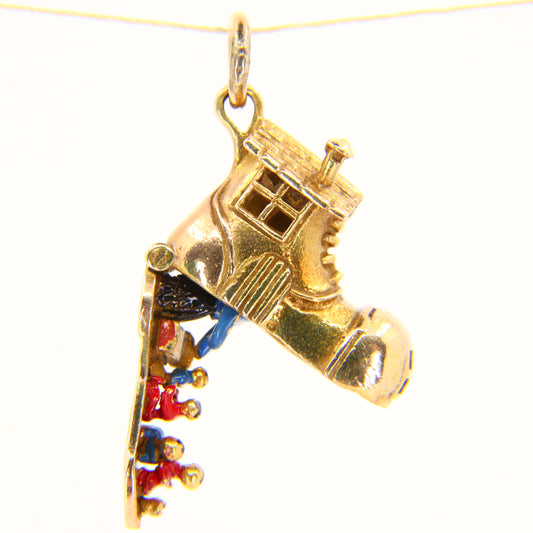 Vintage 9ct Hallmarked Gold George Jensen Shoe House Enamel Charm Pendant
