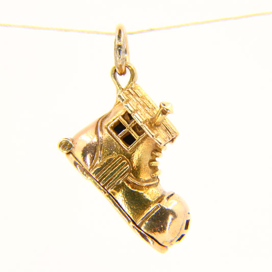 Vintage 9ct Hallmarked Gold George Jensen Shoe House Enamel Charm Pendant