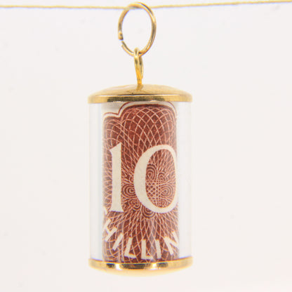 Vintage 9ct Hallmarked Gold 10 Shilling Note Money Charm Pendant Luck Gift