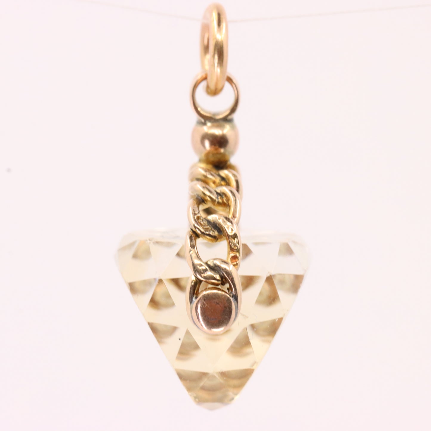 Antique 9ct Hallmarked Yellow Gold Citrine Spinner Pendant Drop Fob Charm Gift