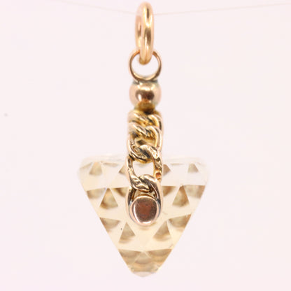 Antique 9ct Hallmarked Yellow Gold Citrine Spinner Pendant Drop Fob Charm Gift