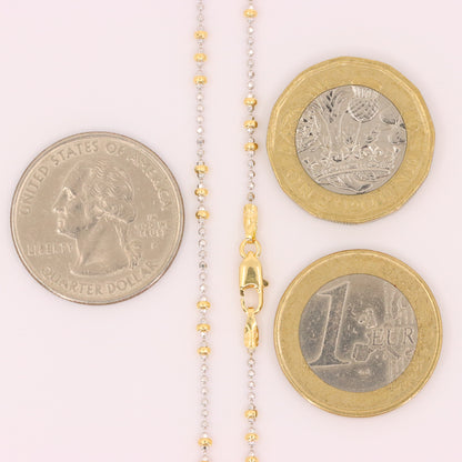 Vintage 18ct Yellow & White Gold Unoerre 16.5 Inch Bead Chain Necklace Boxed Gift